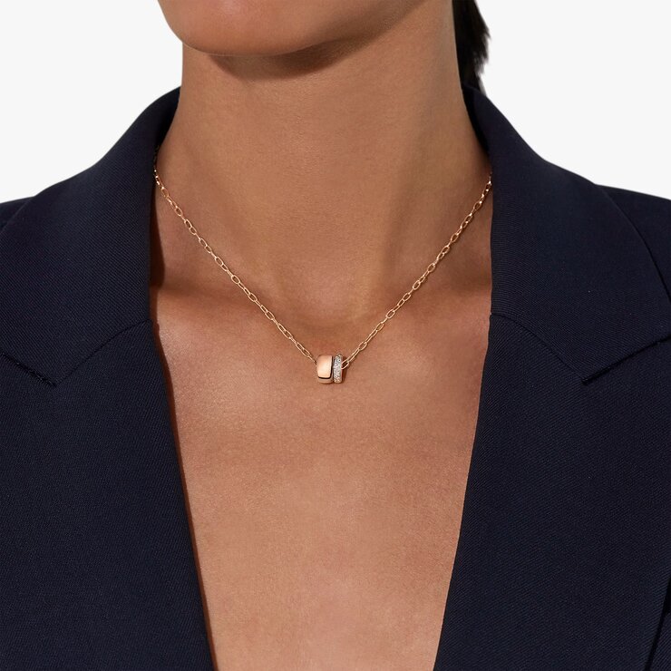 Pomellato ketting in rosé goud 18kt met briljant van 0,32 karaat