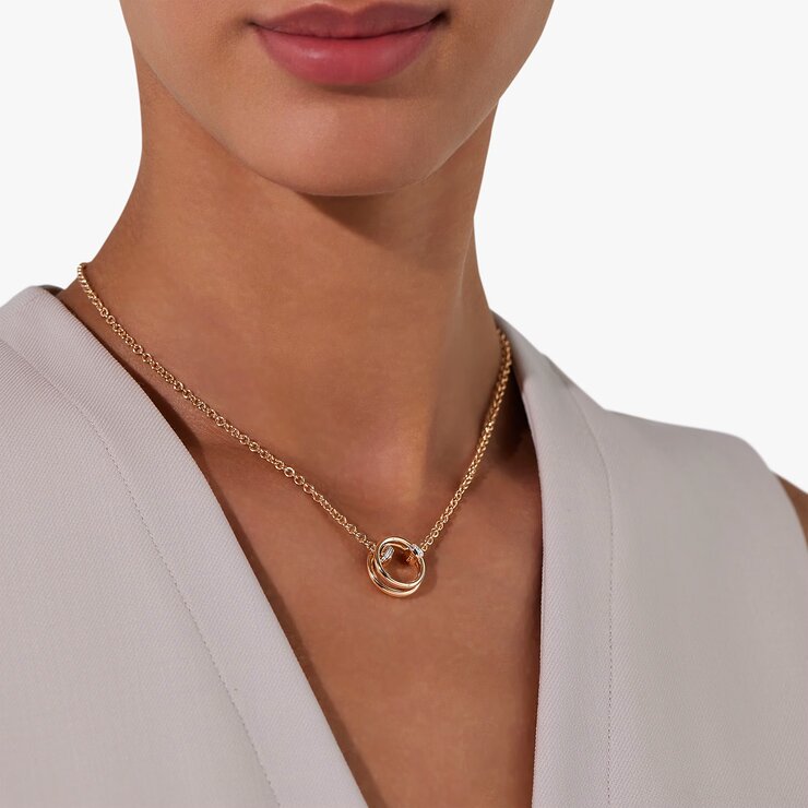 Pomellato ketting in rosé goud 18kt met briljant van 0,07 karaat