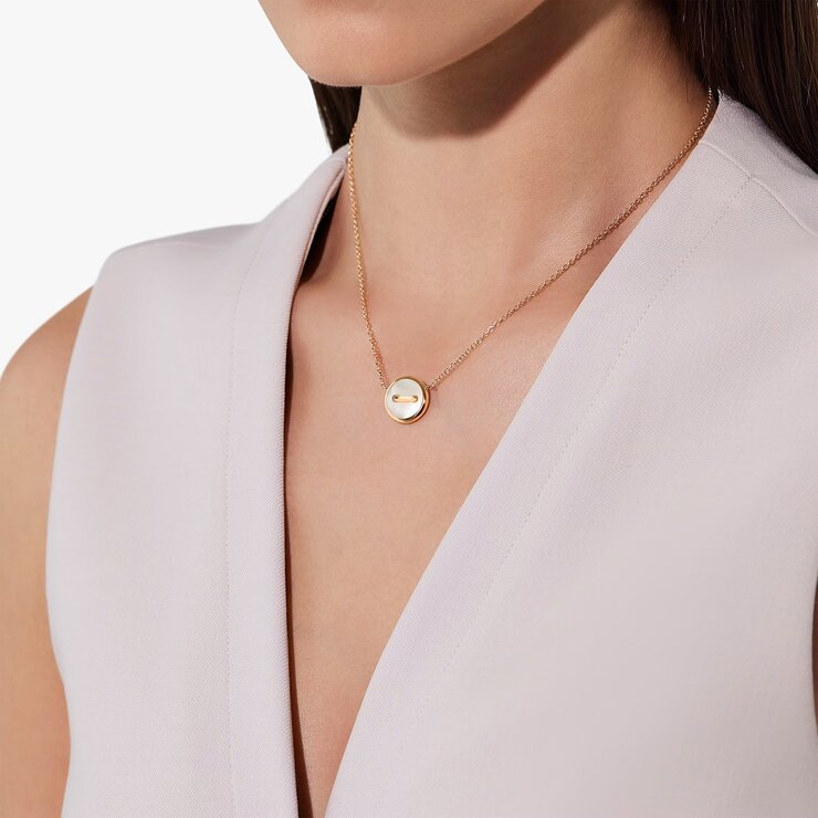 collier Pomellato en or rose 18 ct avec nacre entouré de briljants de 0,04 karaat