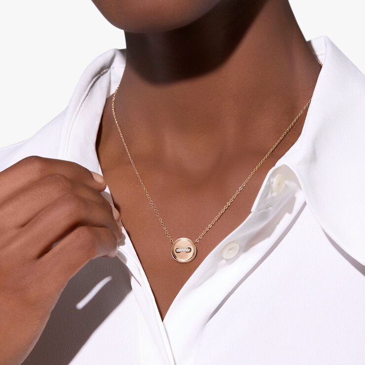 collier Pomellato en or rose 18 ct avec turquoise entouré de briljants de 0,05 karaat