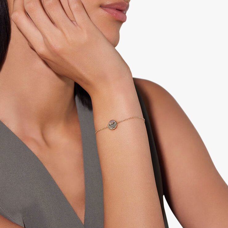 Pomellato armband in rosé goud 18kt met parelmoer omringd door briljanten van 0,03 karaat