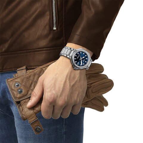 Tissot horloge met een kast in staal, met een wijzerplaat in het blauw en een diameter van 41 mm