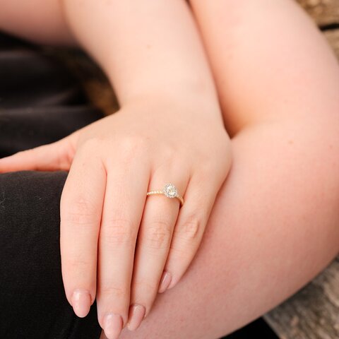 bague de fiançailles The Exclusive Collection en or jaune 18 ct avec brillant (diamant rond) de 0.32 carat comme pierre principale entouré de briljants de 0,21 karaat