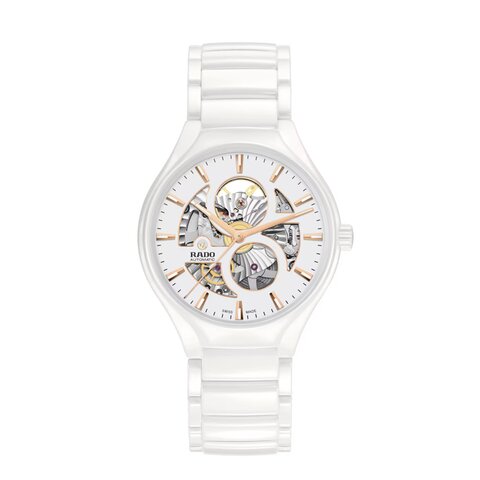 Rado horloge met een kast in keramiek, met een wijzerplaat in het wit en een diameter van 40 mm