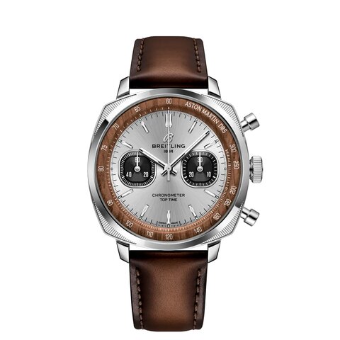 Breitling horloge met een kast in staal, met een wijzerplaat in het zilver en een diameter van 41 mm