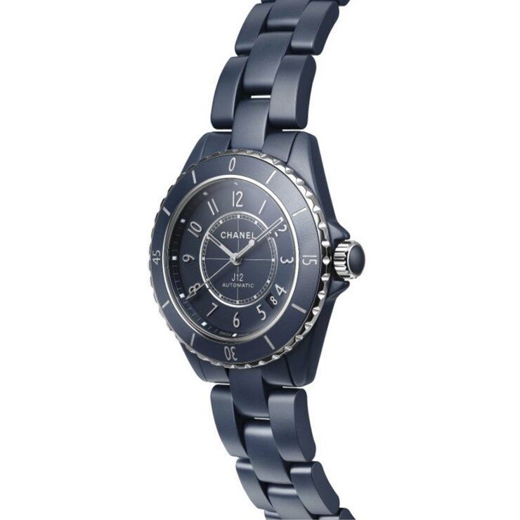 CHANEL horloge met een kast in keramiek, met een wijzerplaat in het blauw en een diameter van 38 mm