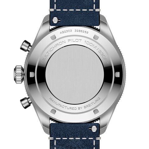 montre Gallet avec un boîtier en acier, un cadran bleu et un diamètre de 42 mm