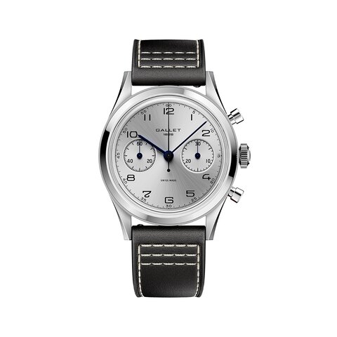 Gallet horloge met een kast in staal, met een wijzerplaat in het zilver en een diameter van 38 mm