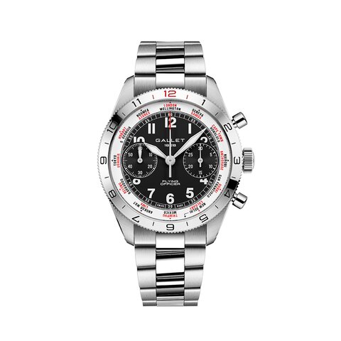 Gallet horloge met een kast in staal, met een wijzerplaat in het zwart en een diameter van 40 mm