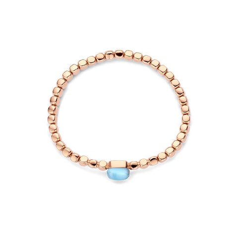 Bigli armband in rosé goud 18kt met topaas blauw & parelmoer & turquoise omringd door briljanten van 0,04 karaat