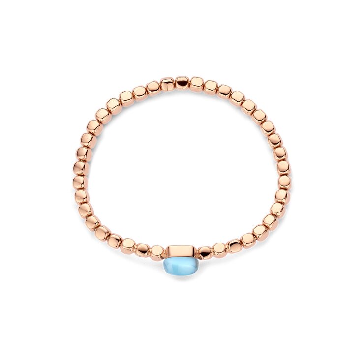Bigli armband in rosé goud 18kt met topaas blauw & parelmoer & turquoise omringd door briljanten van 0,04 karaat