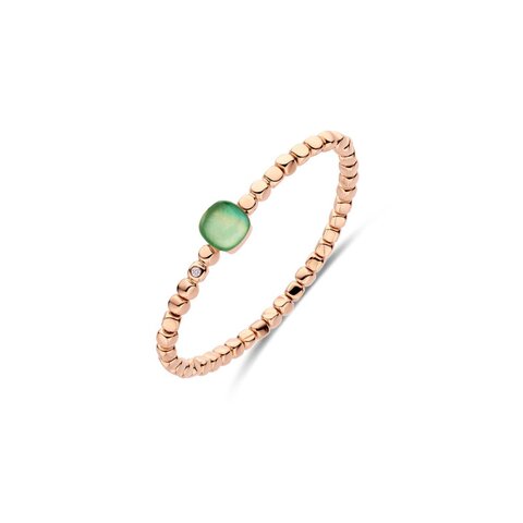 Bigli armband in rosé goud 18kt met citroenkwarts & groene aventurijn & parelmoer omringd door briljanten van 0,04 karaat
