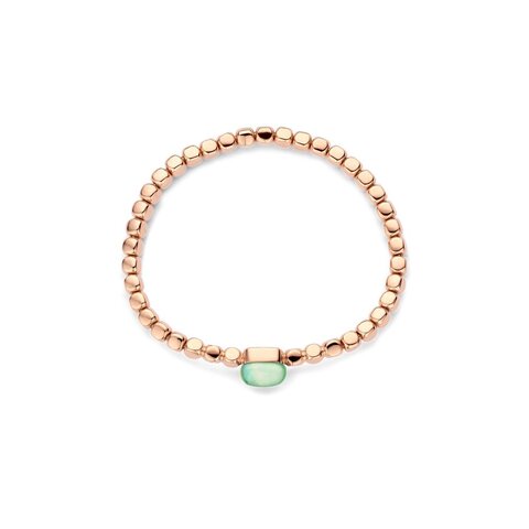 Bigli armband in rosé goud 18kt met citroenkwarts & groene aventurijn & parelmoer omringd door briljanten van 0,04 karaat