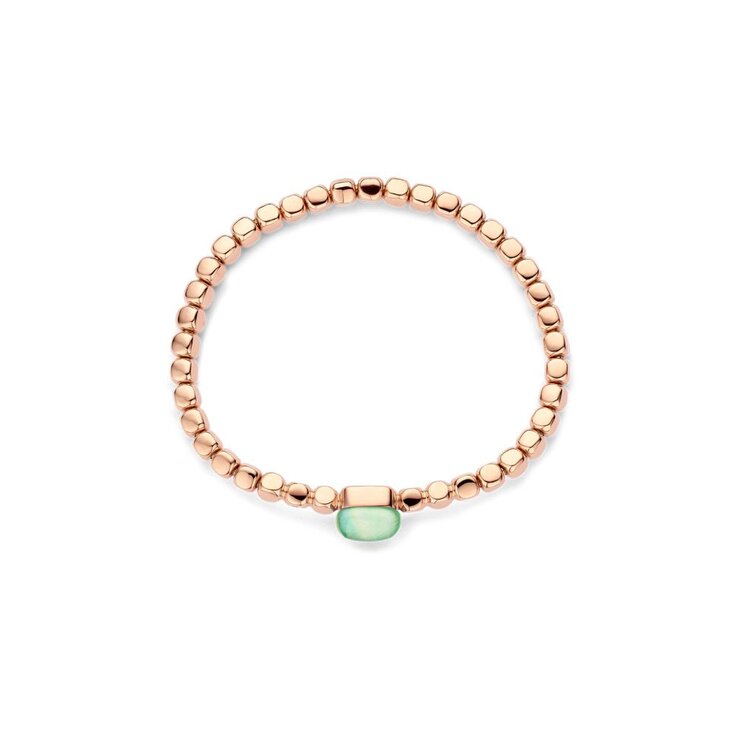 Bigli armband in rosé goud 18kt met citroenkwarts & groene aventurijn & parelmoer omringd door briljanten van 0,04 karaat