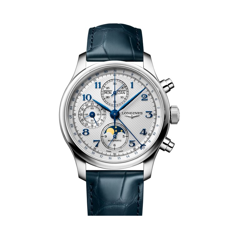 Longines horloge met een kast in staal, met een wijzerplaat in het zilver en een diameter van 41 mm