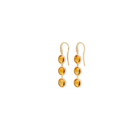 Marco Bicego oorringen in geel goud 18kt met quartz citrien omringd door briljanten van 0,04 karaat
