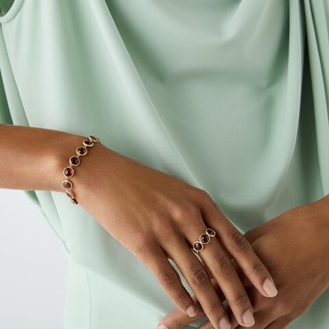 Marco Bicego armband in geel goud 18kt met granaat