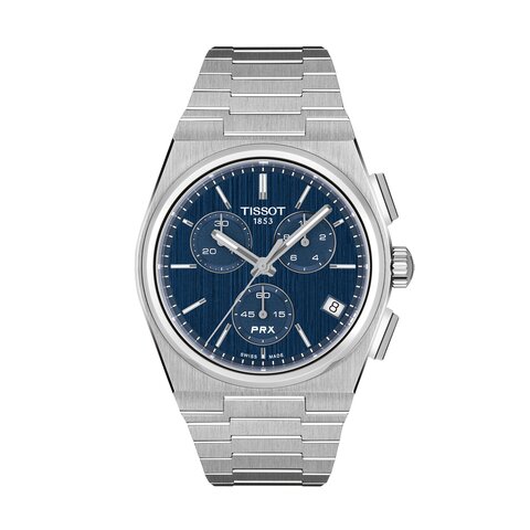 montre Tissot avec un boîtier en acier, un cadran bleu et un diamètre de 41 mm