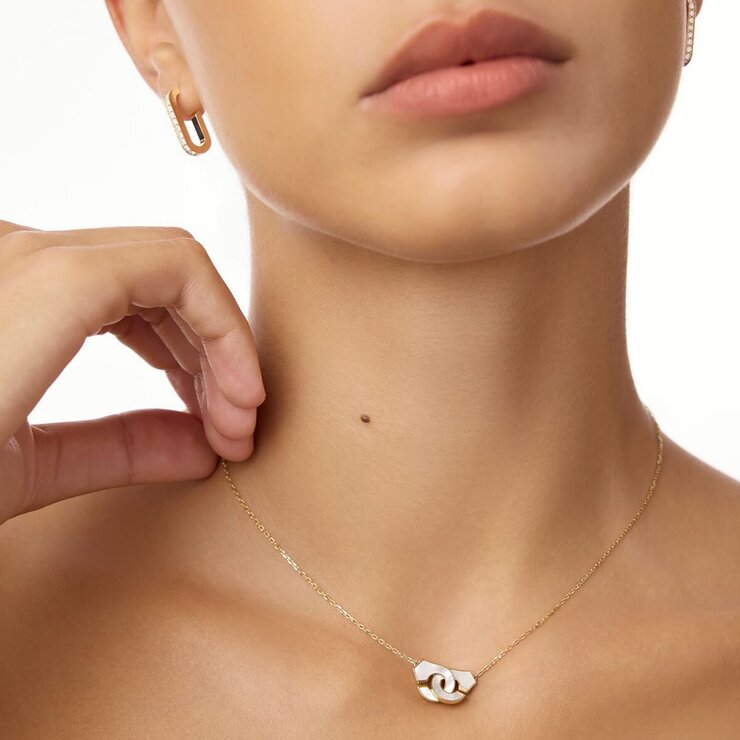 dinh van ketting in geel goud 18kt met parelmoer