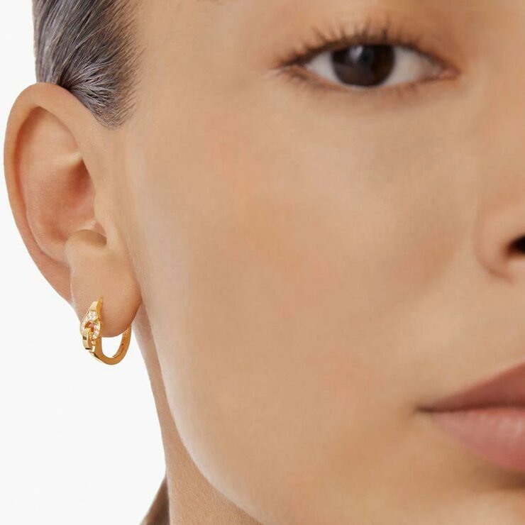 boucles d'oreilles dinh van en or jaune 18 ct avec brillant de 0.10 carat