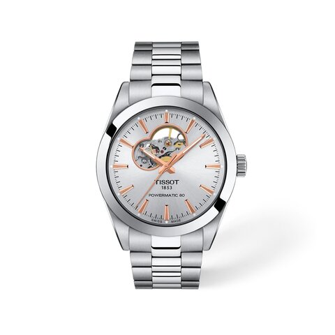 Tissot horloge met een kast in staal, met een wijzerplaat in het zilver en een diameter van 40 mm