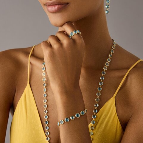 Marco Bicego armband in geel goud 18kt met topaas blauw