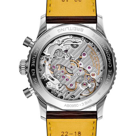 Breitling horloge met een kast in staal, met een wijzerplaat in het zwart en een diameter van 41 mm
