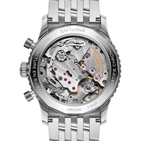 Breitling horloge met een kast in staal, met een wijzerplaat in het zwart en een diameter van 41 mm