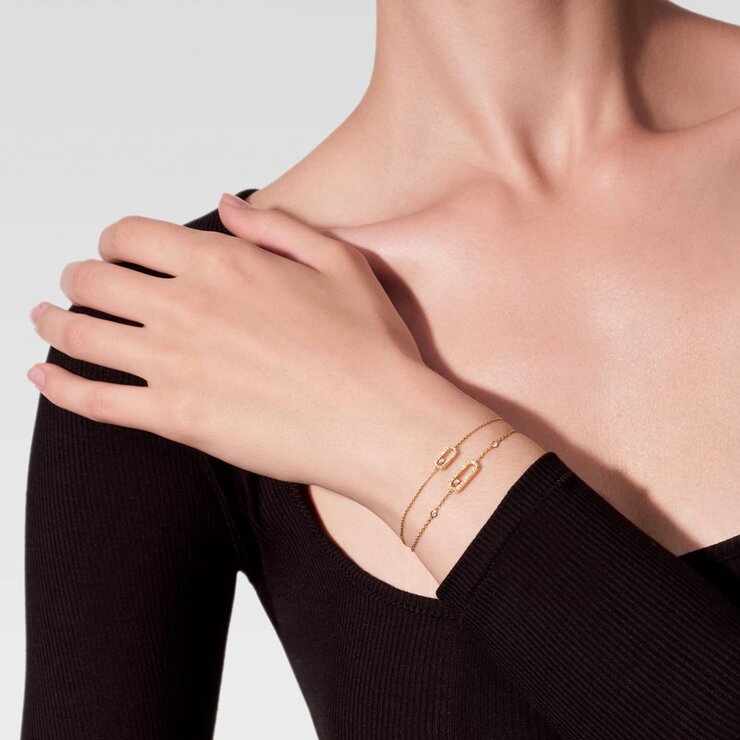 bracelet Messika en or jaune 18 ct avec brillant de 0.20 carat